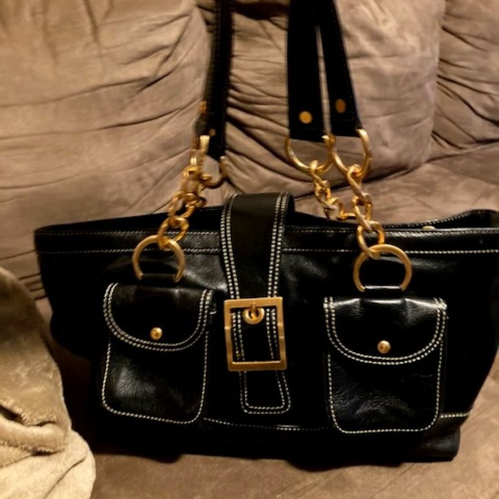 EUC Black Leather Handbag